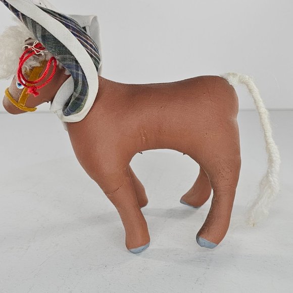 Vintage Handmade Horse Yarn Mane Tail Toy Figure Vinyl Plush Stuffed Animal - Picture 6 of 8